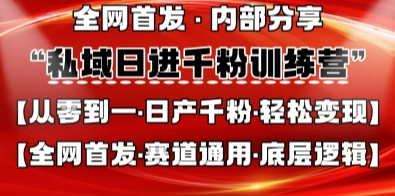 私域日进千粉训练营，全网首发，从0开始带你做好私域，适用于任何赛道，让日产千粉不再是梦-云网创