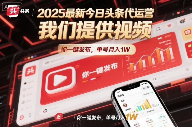2025最新今日头条代运营,我们提供视频,你一键发布,单号月入1W【揭秘】-云网创