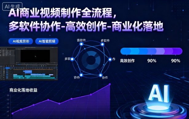 AI商业视频制作全流程,多软件协作-高效创作-商业化落地-云网创