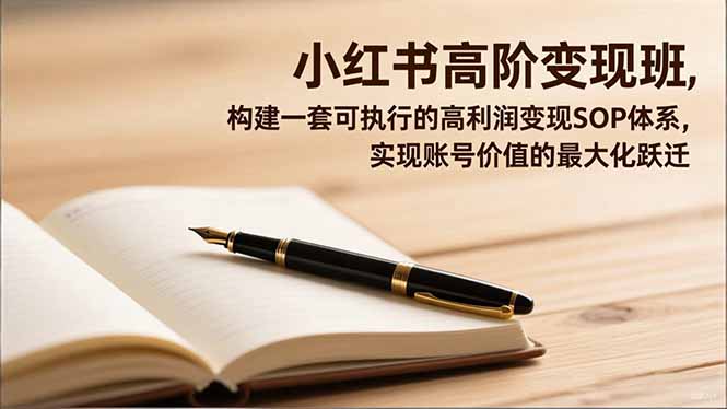 小红书高阶变现班，构建一套可执行的高利润变现SOP体系，实现账号价值的最大化跃迁-云网创