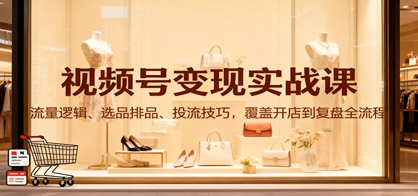 视频号变现实战课:流量逻辑、选品排品、投流技巧,覆盖开店到复盘全流程-云网创