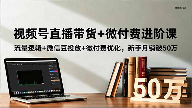 视频号直播带货+微付费进阶课:流量逻辑+微信豆投放+微付费优化,新手月销破50万-云网创