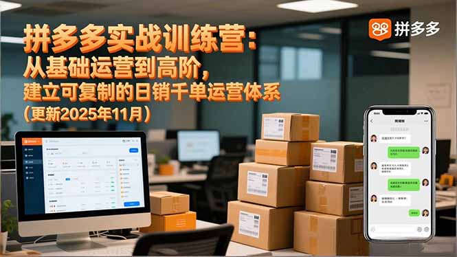 拼多多实战训练营:从基础运营到高阶,建立可复制的日销千单运营体系(更新11月-云网创
