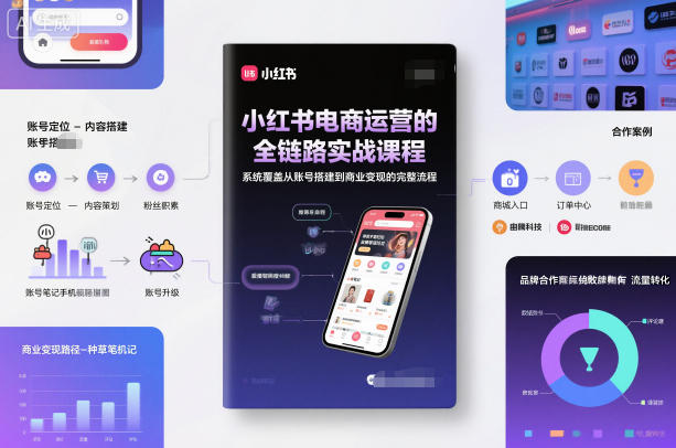 小红书电商运营的全链路实战课程,系统覆盖从账号搭建到商业变现的完整流程-云网创