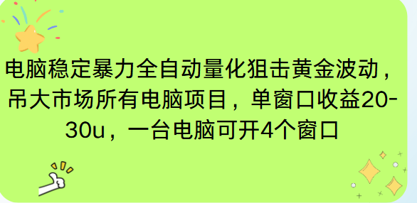 电脑EA策略挂机项目单窗口收益20-30u，单电脑可挂5-10个窗口收益稳健4位数-云网创