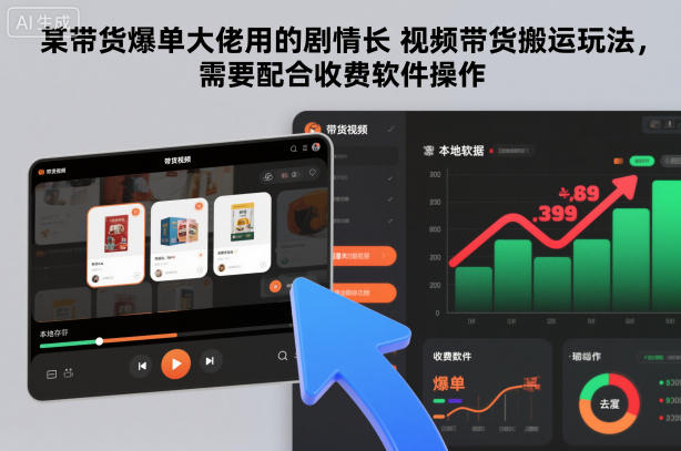 某带货爆单大佬用的剧情长视频带货搬运玩法，需要配合收费软件操作-云网创