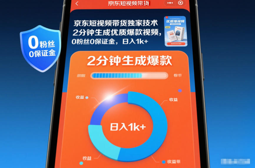 京东短视频带货独家技术,2分钟生成一条优质爆款视频,0粉丝0保证金,日入1k+【揭秘】-云网创
