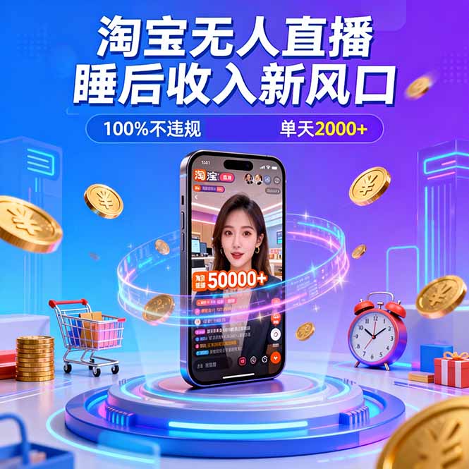 淘宝无人直播,不违规不封号,直播100小时卖了5万,年底旺季!-云网创