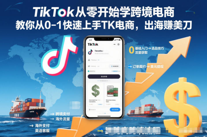 TikTok从零开始学跨境电商,教你从0-1快速上手TK电商,出海賺美刀-云网创