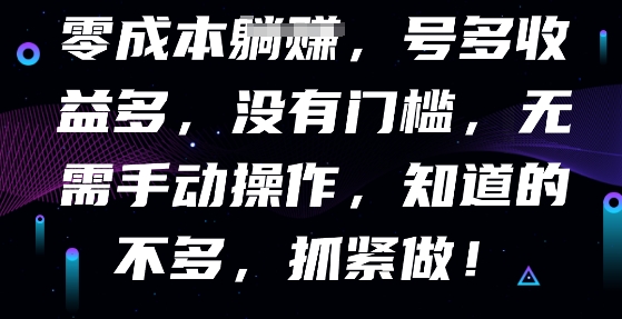 零成本全自动,号多收益多,没有门槛,无需手动-云网创