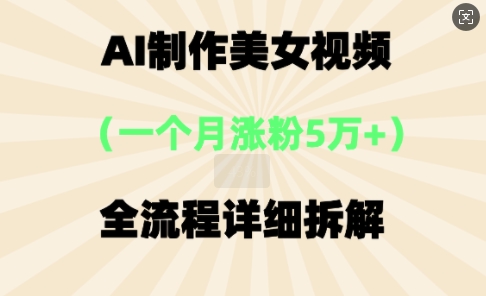 AI制作美⼥视频,⼀个⽉涨粉5万,全流程详细拆解-云网创