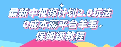 最新中视频计划2.0玩法,0成本薅平台羊毛,保姆级教程-云网创