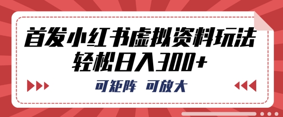 首发小红书虚拟资料玩法,可矩阵,可放大,轻松日入3张-云网创