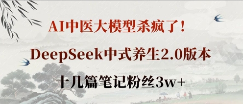 AI中医大模型杀疯了！DeepSeek中式养生2.0版本，十几篇笔记粉丝3w+-云网创