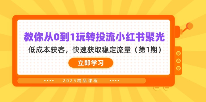 (14260期)教你从0到1玩转投流小红书聚光,低成本获客,快速获取稳定流量(第1期)-云网创