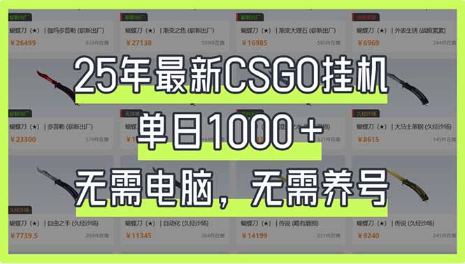 (14178期)25年最新CSGO挂机系统,单日1000+,无需电脑,无需养号,0基础可上手-云网创