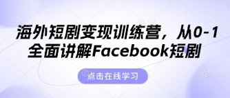 海外短剧变现训练营，从0-1全面讲解Facebook短剧-云网创