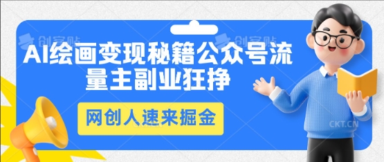 AI绘画变现秘籍:公众号流量主副业狂挣,网创人速来掘金-云网创