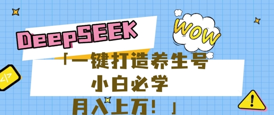 25年最新风口，用DeepSeek做养生号，小白必学，日入数张，一条作品涨粉1W+-云网创