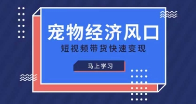 宠物赛道快速变现精品课，宠物经济风口，短视频带货快速变现-云网创