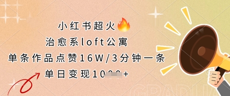 小红书超火的治愈系loft公寓,单条作品点赞16W,3分钟一条,单日变现数张-云网创