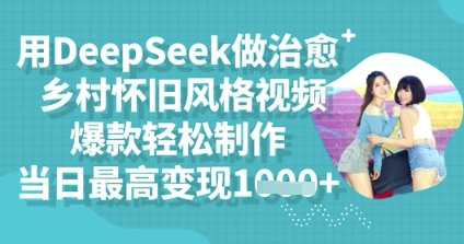 用DeepSeek做治愈乡村怀旧风格视频,爆款轻松制作,当日最高变现多张-云网创